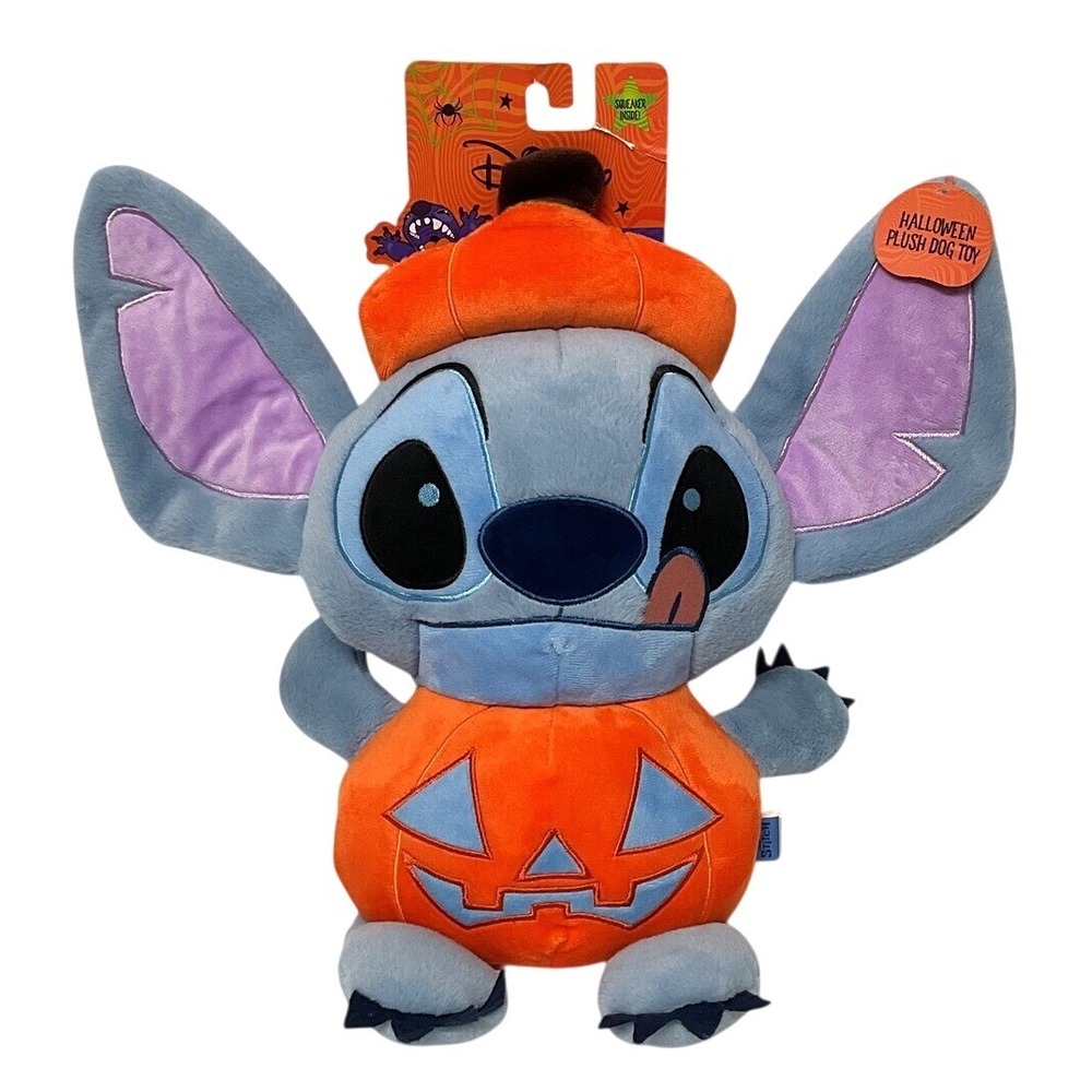 Disney Stitch Jumbo Dog Toy Halloween Pumpkin Plush Squeaker Lilo & Stitch